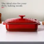 Large Ceramic Casserole Dish with Lid for Baking & Serving, Rectangular Deep Design – gallery image 7