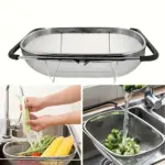 Expandable Stainless Steel Fine Mesh Filter for Rinsing & Draining Produce – gallery image 3
