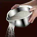 Stainless Steel Mesh Skimmer Strainer for Washing & Draining with Handle Design – gallery image 2