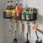 Iron Storage Rack for Organizing & Hanging Items with Grid Design and Hooked Rail – gallery image 2