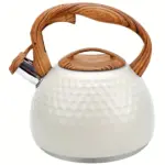 Stainless Steel Whistling Kettle for Boiling Water, 3 Liters, Wooden-Pattern Handle – main image