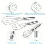 3pcs Stainless Steel Egg Beaters for Beating, Whipping and Mixing – gallery image 5