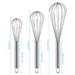 3pcs Stainless Steel Egg Beaters for Beating, Whipping and Mixing – gallery image 4