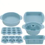 6pcs Silicone Baking Pan Set for Baking Cakes & Bread, Non-Stick Surface – main image