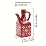 Ceramic Oil and Vinegar Bottle for Dispensing & Serving with Wood Lid and Square Bottle Shape – gallery image 3