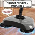 3-in-1 Rotating Hand Push Sweeper for Hard Floor Cleaning & Debris Pickup, Adjustable Handle – gallery image 8