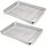 Stainless Steel Baking Pan with Cooling Rack for Baking & Roasting, Extra Thick Edge – main image