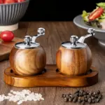 Wooden Manual Pepper Grinder for Grinding Salt & Pepper, Hand-Crank Design – gallery image 2