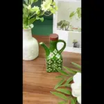 Ceramic Oil and Vinegar Bottle for Dispensing & Serving with Wood Lid and Square Bottle Shape – gallery image 7