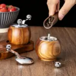Wooden Manual Pepper Grinder for Grinding Salt & Pepper, Hand-Crank Design – gallery image 5