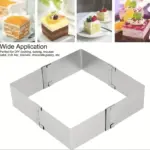 Adjustable Stainless Steel Square Cake Mold Ring for Shaping & Baking with Baking Knife – gallery image 6