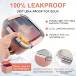 Salad Container for Portable Meal Prep with Two Sections and Dressing Cup – gallery image 10