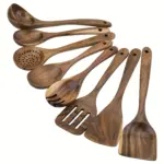 8pcs Wooden Cooking Utensil Set for Stirring & Serving, Non-Scratch Design – main image