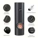 Electric Salt and Pepper Grinder for Seasoning with Dual-Compartment Design & Adjustable Coarseness – gallery image 5