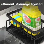 Kitchen Sink Organizer for Holding Sponges & Dish Soap, Metal Caddy with Self-Draining Tray – gallery image 5