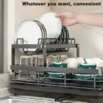 Double-Layer Carbon Steel Dish Rack for Drying Dishes & Organizing Countertop Items – gallery image 10