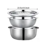 3-Piece Stainless Steel Prep Bowl System for Rinsing, Straining and Grating – gallery image 8
