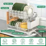 Two-Tier Metal Dish Drying Rack for Drying & Organizing Dishes with Drainage Tray – gallery image 6