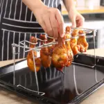 Foldable Stainless Steel Chicken Leg and Wing Rack for Vertical Roasting with Compact Storage Design – gallery image 2