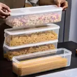 6pcs Stackable Plastic Storage Containers with Lids for Organizing Food Items, Rectangular Design – gallery image 7