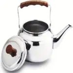 Stainless Steel Kettle with Wooden Handle for Heating Water on Cooking Surfaces – main image