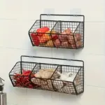 Wall-Mounted Storage Rack for Organizing Snacks & Condiments with Hanging Basket Design – main image