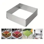 Adjustable Stainless Steel Square Cake Mold Ring for Shaping & Baking with Baking Knife – gallery image 2