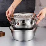 3-Piece Stainless Steel Prep Bowl System for Rinsing, Straining and Grating – gallery image 6
