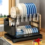 Two-Tier Metal Dish Drying Rack for Drying & Organizing Dishes with Drainage Tray – gallery image 5