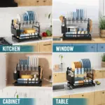 Two-Tier Dish Drying Rack for Dish Draining & Air Drying with Metal Frame and Drainboard – gallery image 6