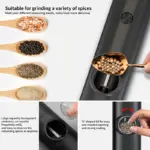 Electric Salt and Pepper Grinder for Seasoning with Dual-Compartment Design & Adjustable Coarseness – gallery image 8