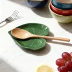Ceramic Spoon Rest for Holding Cooking Utensils and Spatulas, Leaf Design – gallery image 2