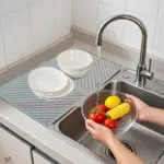 Silicone Draining Mat for Drying Dishes & Protecting Surfaces, Foldable Reversible Design – gallery image 6