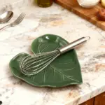 Ceramic Spoon Rest for Holding Cooking Utensils and Spatulas, Leaf Design – gallery image 5