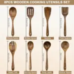 8pcs Wooden Cooking Utensil Set for Stirring & Serving, Non-Scratch Design – gallery image 4