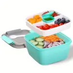 Salad Container for Portable Meal Prep with Two Sections and Dressing Cup – gallery image 3