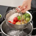 Stainless Steel Steamer Basket for Steaming & Straining with Handle – gallery image 2