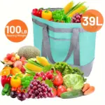 Insulated Reusable Tote Bag for Grocery Shopping & Food Transport, Zip Closure – gallery image 10