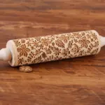 Wooden Embossing Rolling Pin for Rolling & Texturing Dough, Floral Pattern – gallery image 6