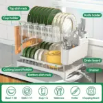 Two-Tier Dish Drying Rack for Dish Draining & Air Drying with Metal Frame and Drainboard – gallery image 8