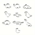 10pcs Stainless Steel Dinosaur Cookie Cutters for Cutting Dough, Fondant and Soft Foods – main image
