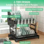 Two-Tier Metal Dish Drying Rack for Drying & Organizing Dishes with Drainage Tray – gallery image 8