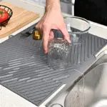 Silicone Draining Mat for Drying Dishes & Protecting Surfaces, Foldable Reversible Design – gallery image 3