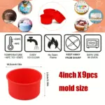 9pcs Silicone Mini Cake Molds for Baking Small Cakes, Round 4 Inch Size – gallery image 4