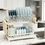 Two-Tier Metal Dish Drying Rack for Drying & Organizing Dishes with Drainage Tray – gallery image 12