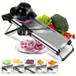 Stainless Steel Mandoline Slicer for Slicing & Grating with Adjustable Thickness and 5 Interchangeable Blades – gallery image 9