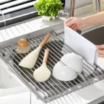 Stainless Steel Roll-Up Dish Drying Rack for Drying Dishes & Air-Drying Items – gallery image 6