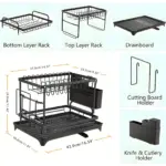 Two-Tier Metal Dish Drying Rack for Drying & Organizing Dishes with Drainage Tray – gallery image 4