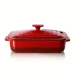 Large Ceramic Casserole Dish with Lid for Baking & Serving, Rectangular Deep Design – main image