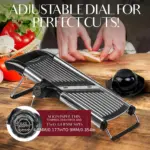 Stainless Steel Mandoline Slicer for Slicing & Grating with Adjustable Thickness and 5 Interchangeable Blades – gallery image 8